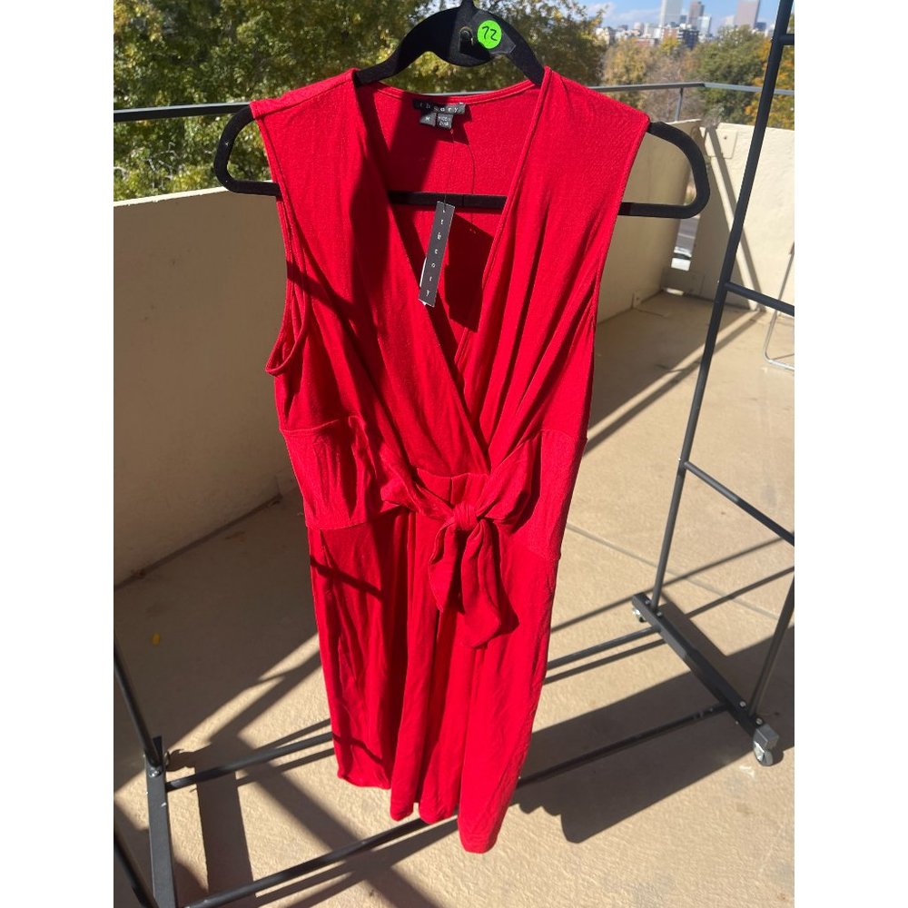 NWT Theory Red Midi Dress with Bow in Front Size Medium